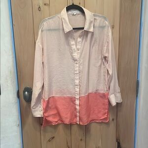 BCBGeneration Pink and Coral Colorblock Blouse